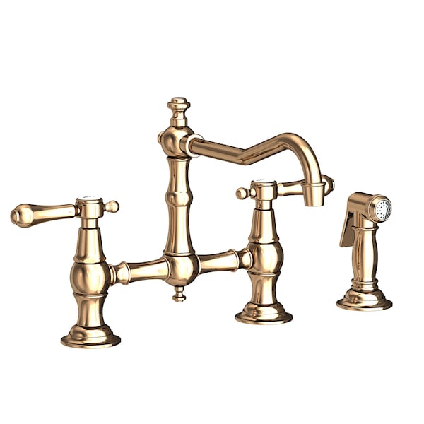 Newport Brass Kitchen Bridge Faucet With Side Spray in French Gold (Pvd) 9462-24A - main